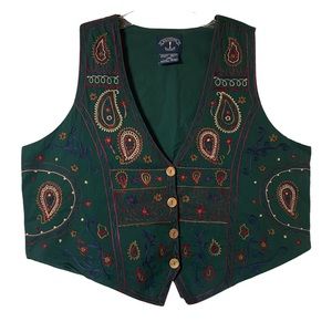 Solutions Vintage 90s Embroidered Vest Size 3X 22-24